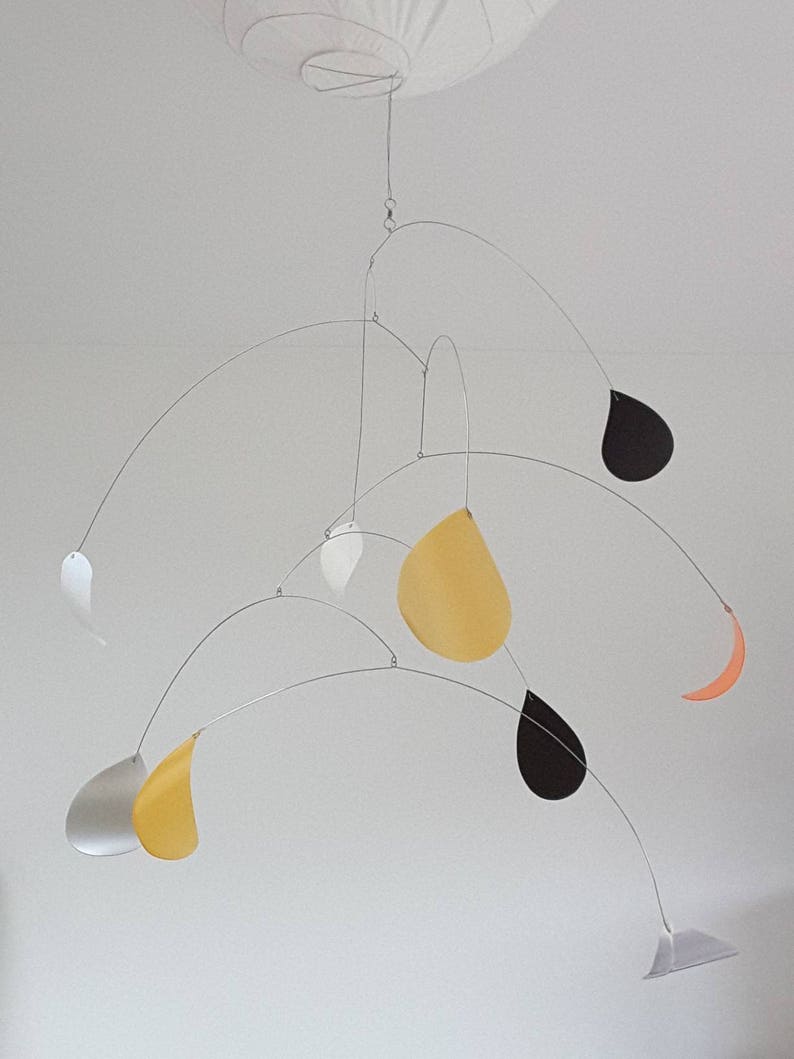 Hanging Mobile, made to order, kinetic, eco home decor, orange mobile, colourful home, custom colours mobile, kids mobile, yellow mobile image 6