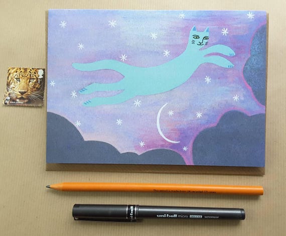Flying Cat Card Blank