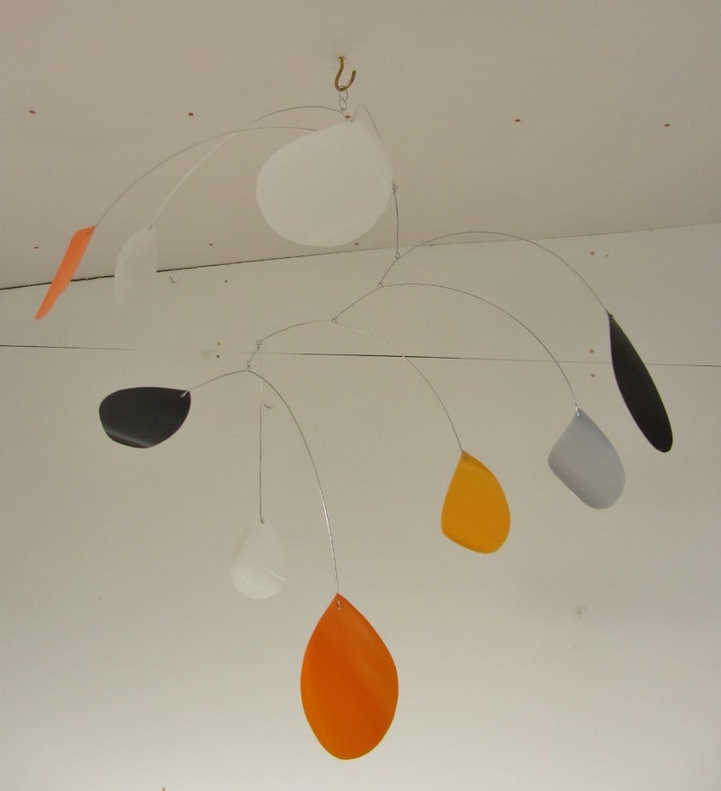 Hanging Mobile, made to order, kinetic, eco home decor, orange mobile, colourful home, custom colours mobile, kids mobile, yellow mobile image 5