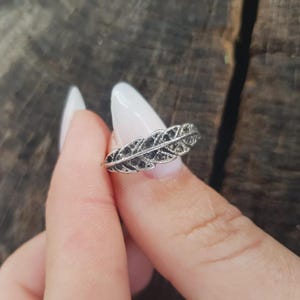 Silver Leaf Ring, Dainty Boho Leaf Ring, Floral Hippie Gypsy Jewelry, Stackable Adjustable Ring, Gift for Her - R430