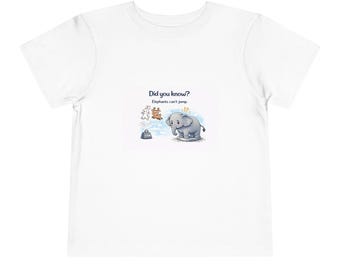 Wist je dat? Olifanten kunnen niet springen T-shirt voor peuters | Schattige olifant illustratie