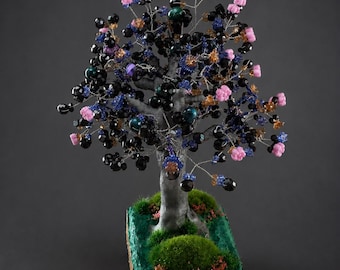 Handmade  Beaded Tree, Bonsai Sculpture, Wire Tree Art, Unique Home Decor, Office Desk Decor, Gift Idea