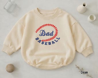 Papa honkbal geborduurde romper voor vaderdag, sportfan babyromper, schattige papa cadeau baby outfit, honkbalseizoen kleding romper
