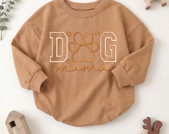 Pelele bordado "Dog Mama", lindo conjunto para bebé amante de las mascotas, body infantil con estampado de patas, pelele acogedor para niños pequeños, ropa de bebé con temática de animales.