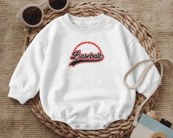 Pelele bordado de béisbol para bebé, lindo body deportivo para bebé, conjunto de una pieza con costuras de pelota roja y negra, ropa para bebé para el día del partido, recién nacido.