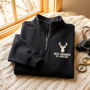 Opa Quarter Zip Sweatshirt - Hirsch Grafik Jagd Geschenk, bester Opa bei weitem, Hirsch Jagd Shirt, Entenjagd Shirt