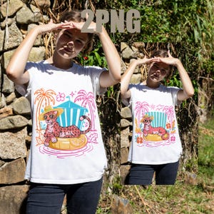 Leopard Pool Float png, grafisch T-shirt tropisch zomerstrand (digitale download)