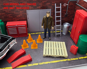 Garagediorama Tillbehörsset Mekaniker Verkstadsdekoration Miniatyr Skalor 1/12 1/18 1/24 1/32 Modell Verktygsförvaring Rekvisita Bilverkstadsdisplay