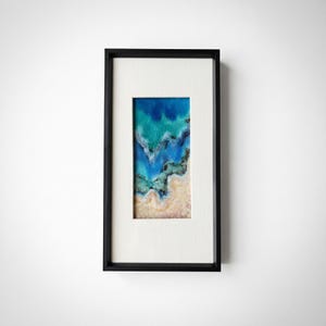 Abstract Coastal Ceramic Wall Art, Wabi Sabi Framed Seascape, Earthy Ocean Wave Texture, 3D Japandi Decor, Handcrafted Pottery Gallery Piece