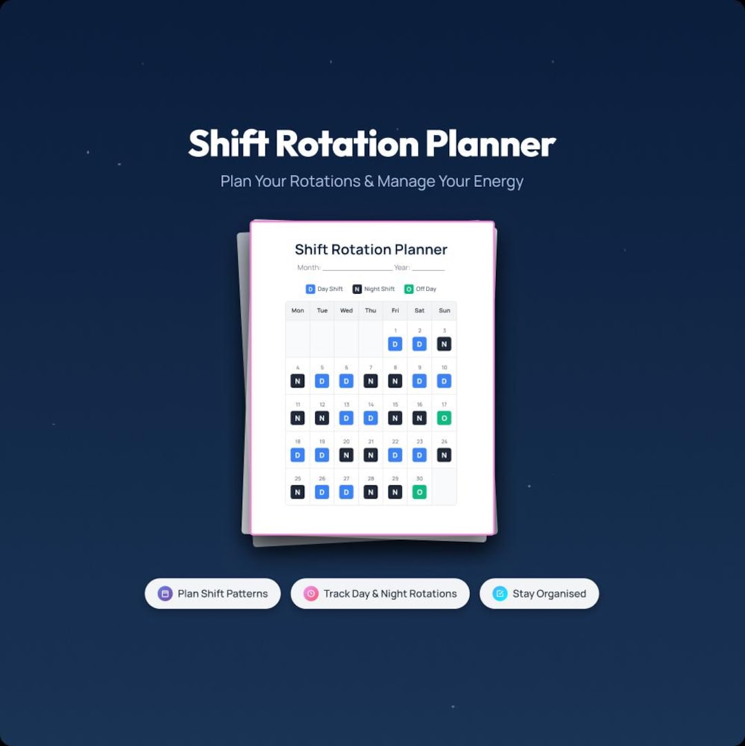 Shift Rotation Planner Printable, Work Schedule Planner, Rotating Shift ...
