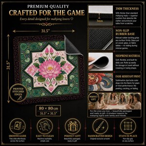 Pink Lotus Mahjong Mat — Leopard Border Mah Jongg Mat 31.5" Statement Gift