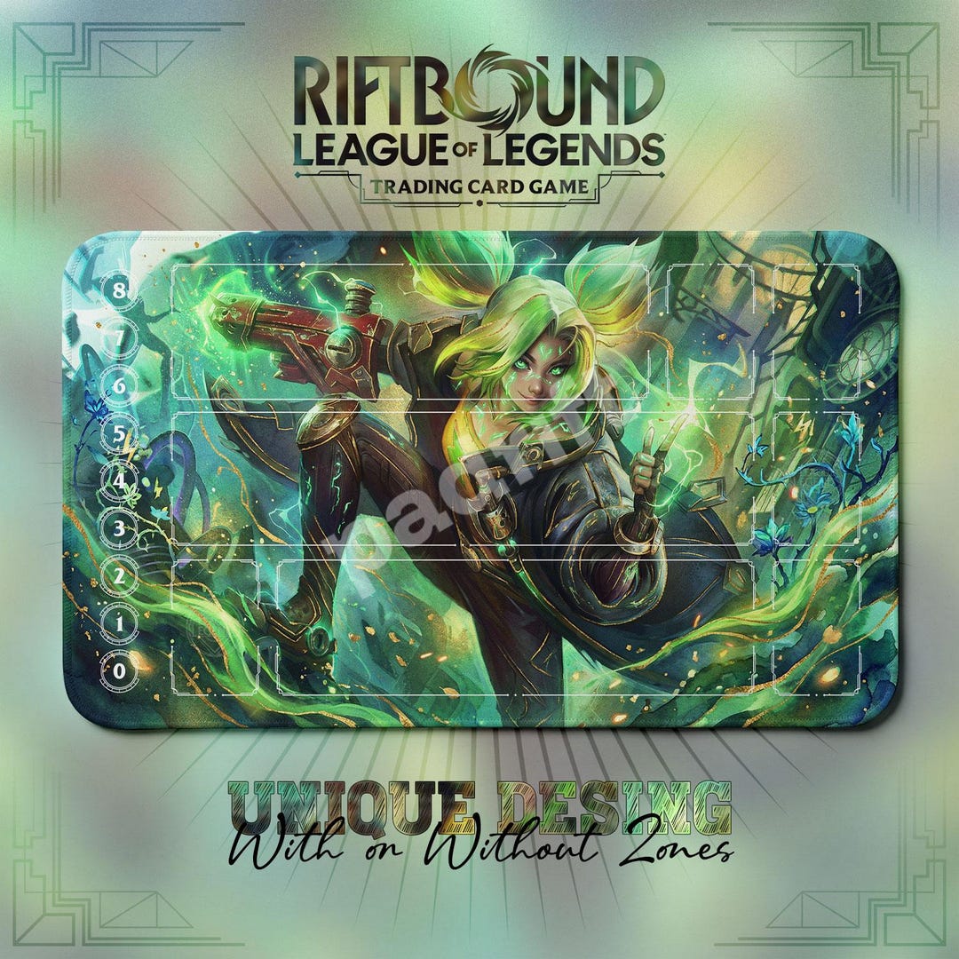 Zeri Spark Runner TCG Playmat — Riftbound Lol Card Mat 24x14 With Zones ...