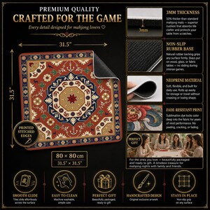Terracotta Octagon Mahjong Mat — Coastal Mah Jongg Mat 31.5" Beach Hostess Gift