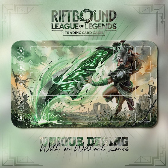 Riven Runic Blade TCG Playmat — Riftbound Lol Card Mat 24x14 With
