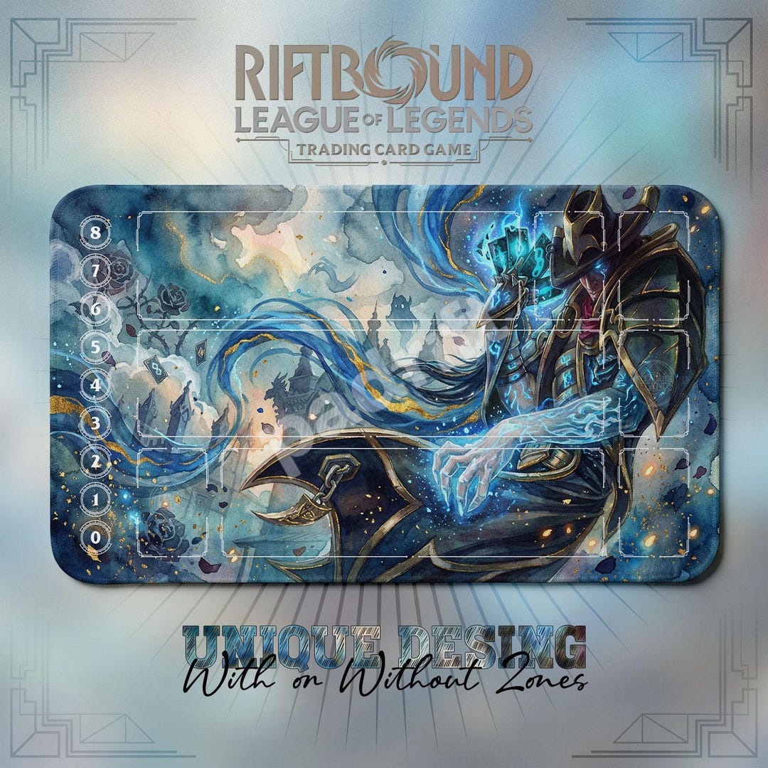 Twisted Fate Blue Ace TCG Playmat — Riftbound Lol Mat 24x14 With Zones ...
