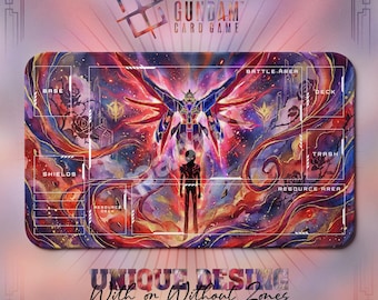 Destiny Gundam Shinn Custom TCG Playmat — Gundam Card Game Mat 24x14 Zones