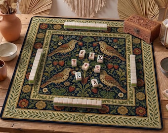 William Morris Mahjong Mat — Strawberry Thief Mah Jongg Mat 31.5" Gift