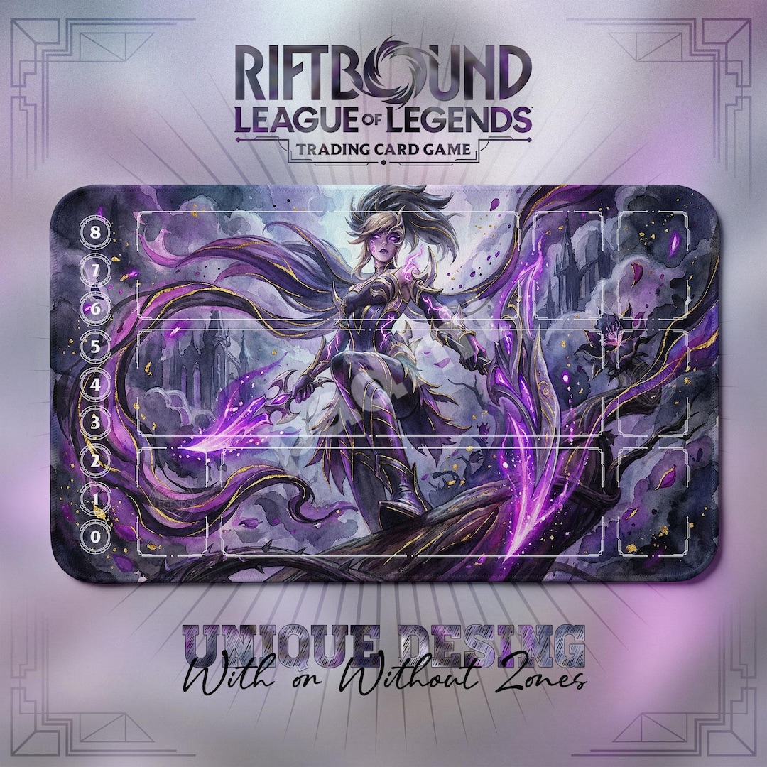 Akali Shadow Blade TCG Playmat — Riftbound Lol Card Mat 24x14 With ...
