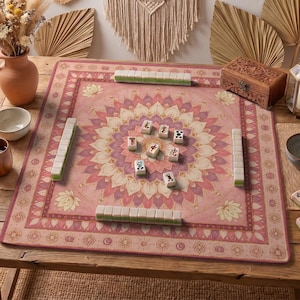 Lotus Mandala Mahjong Mat — Yoga Boho Mah Jongg Mat 31.5" Gift