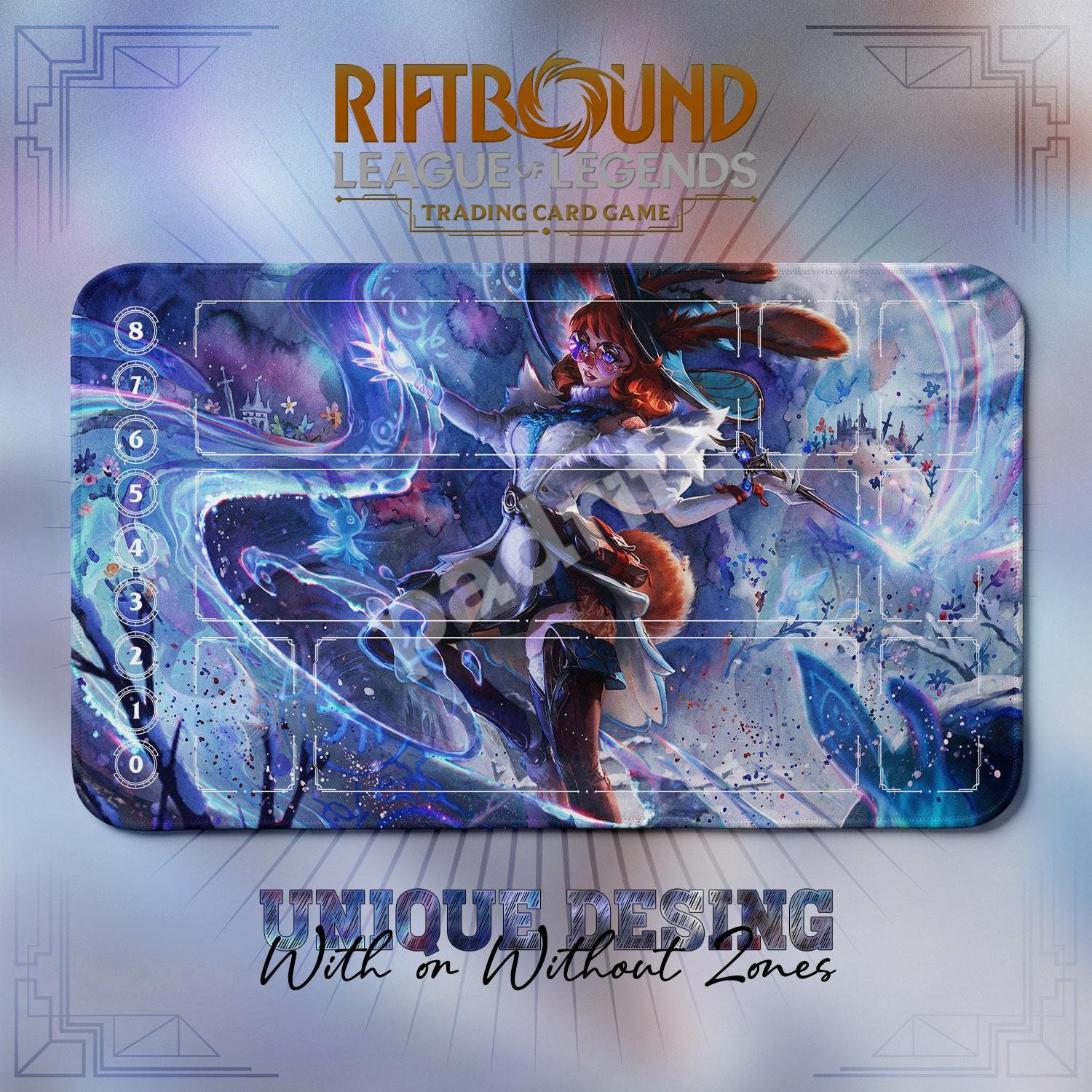新品・86,900円☆MORABITO SPELL/グラデーション プリント Aurora Witch Fox TCG Playmat — Riftbound Lol Card Mat 24x14 With