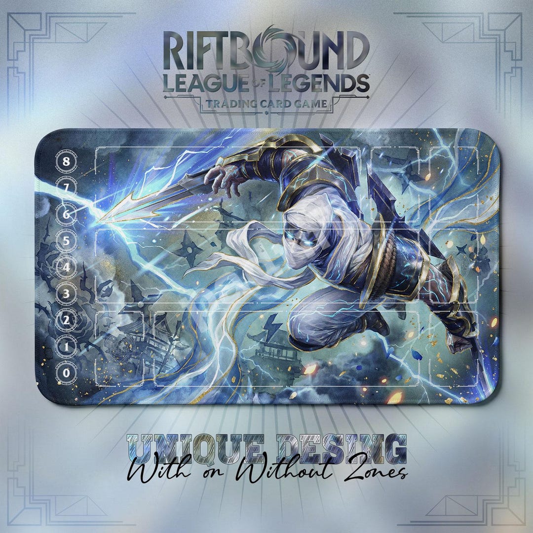 Zed Storm Shadow TCG Playmat — Riftbound Lol Card Mat 24x14 With Zones ...