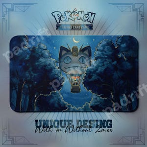 Meowth Balloon TCG Playmat — Pokemon Trading Card Mat 24x14 Zones