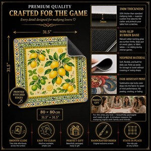 Lemon Mahjong Mat — Sicilian Majolica Mah Jongg Mat 31.5" Hostess Gift