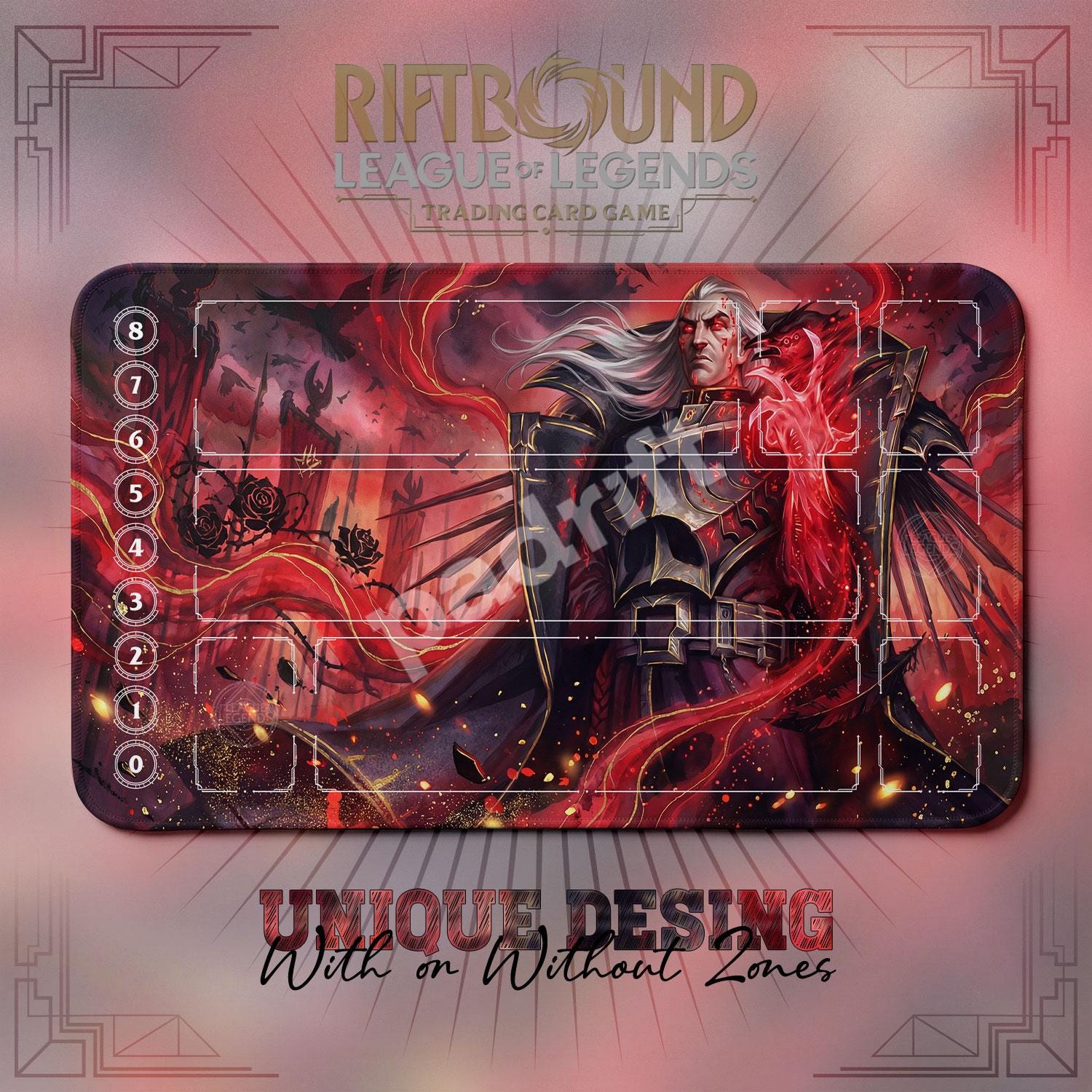Please Obey The Law.様 スカット360 本液 20本セット Swain Noxian TCG Playmat — Riftbound Lol Card Mat 24x14 With Zones