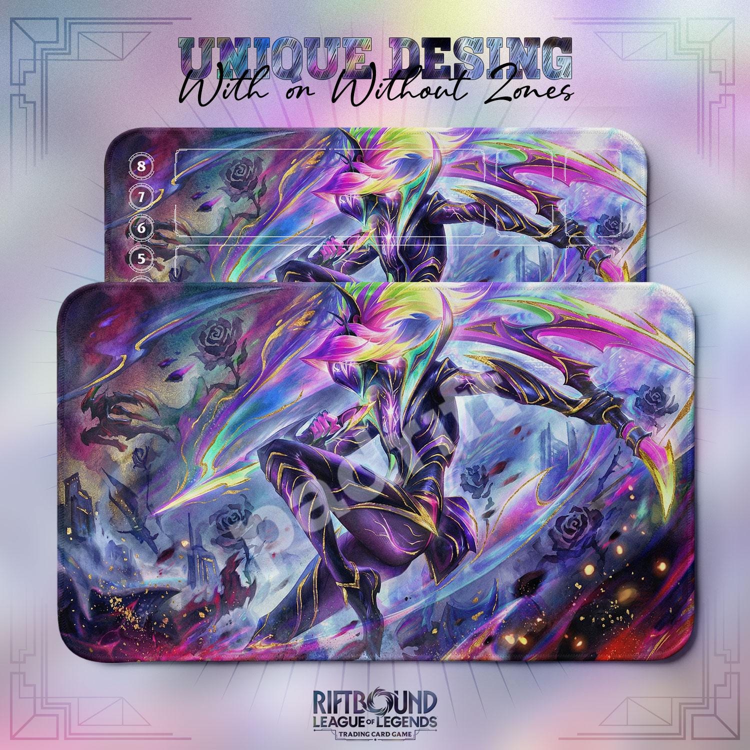 Akali Prismatic Rush TCG Playmat — Riftbound Lol Card Mat 24x14