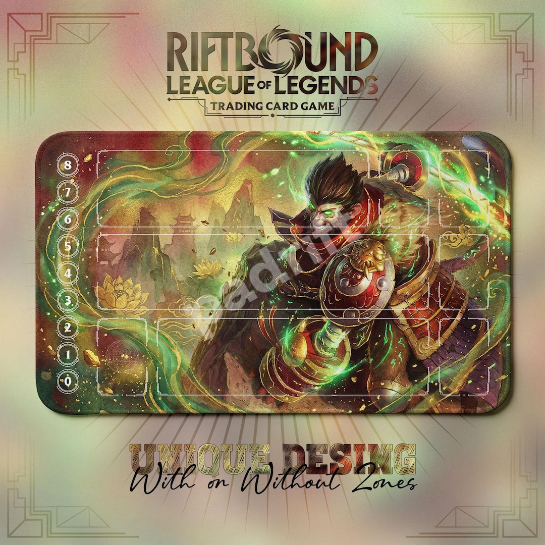 Wukong Jade Emperor TCG Playmat — Riftbound Lol Card Mat 24x14