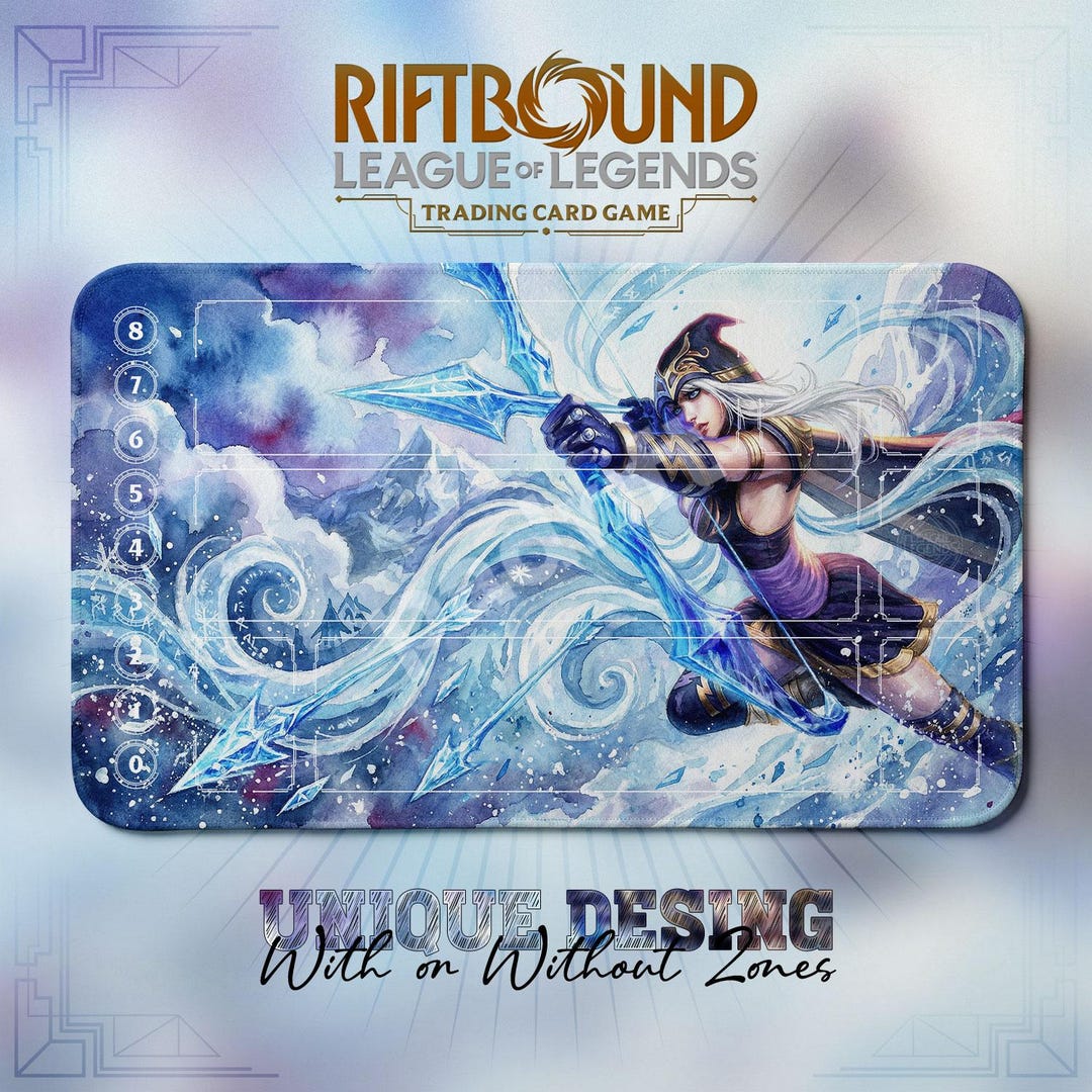 Ashe Frost Archer TCG Playmat — Riftbound Lol Card Mat 24x14 With