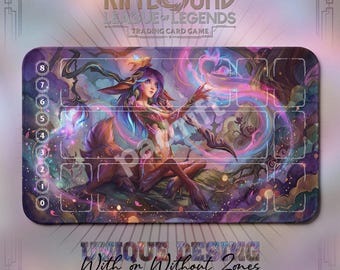 Tapete de juego Lillia Dream Weaver TCG — Tapete de cartas Riftbound LoL 24x14 con zonas