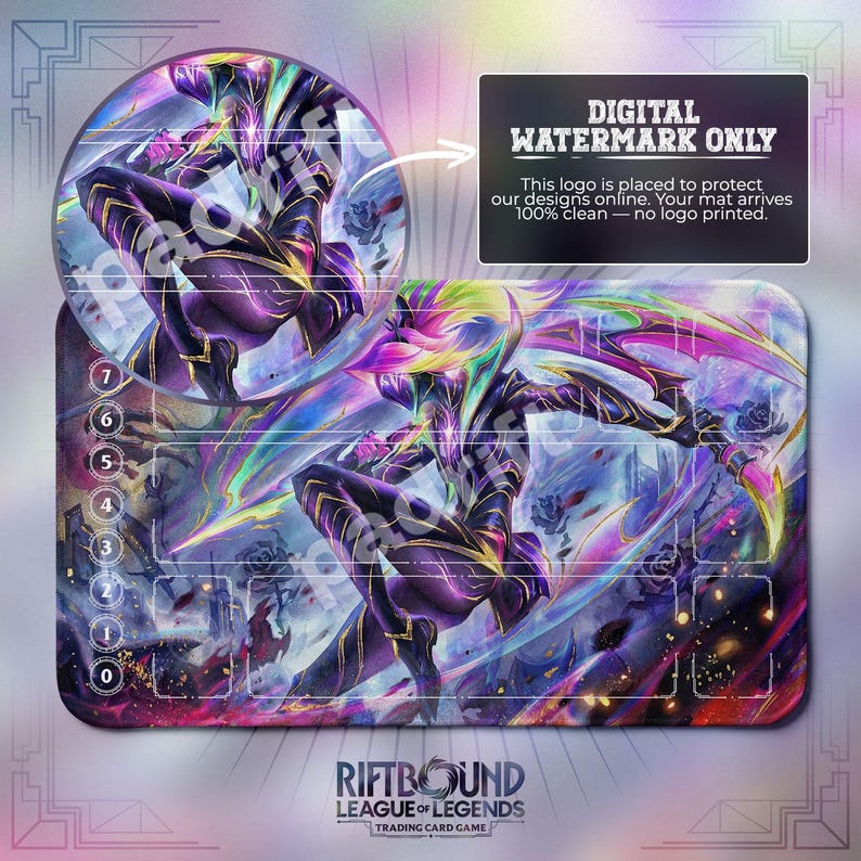 Akali Prismatic Rush TCG Playmat — Riftbound Lol Card Mat 24x14 With ...