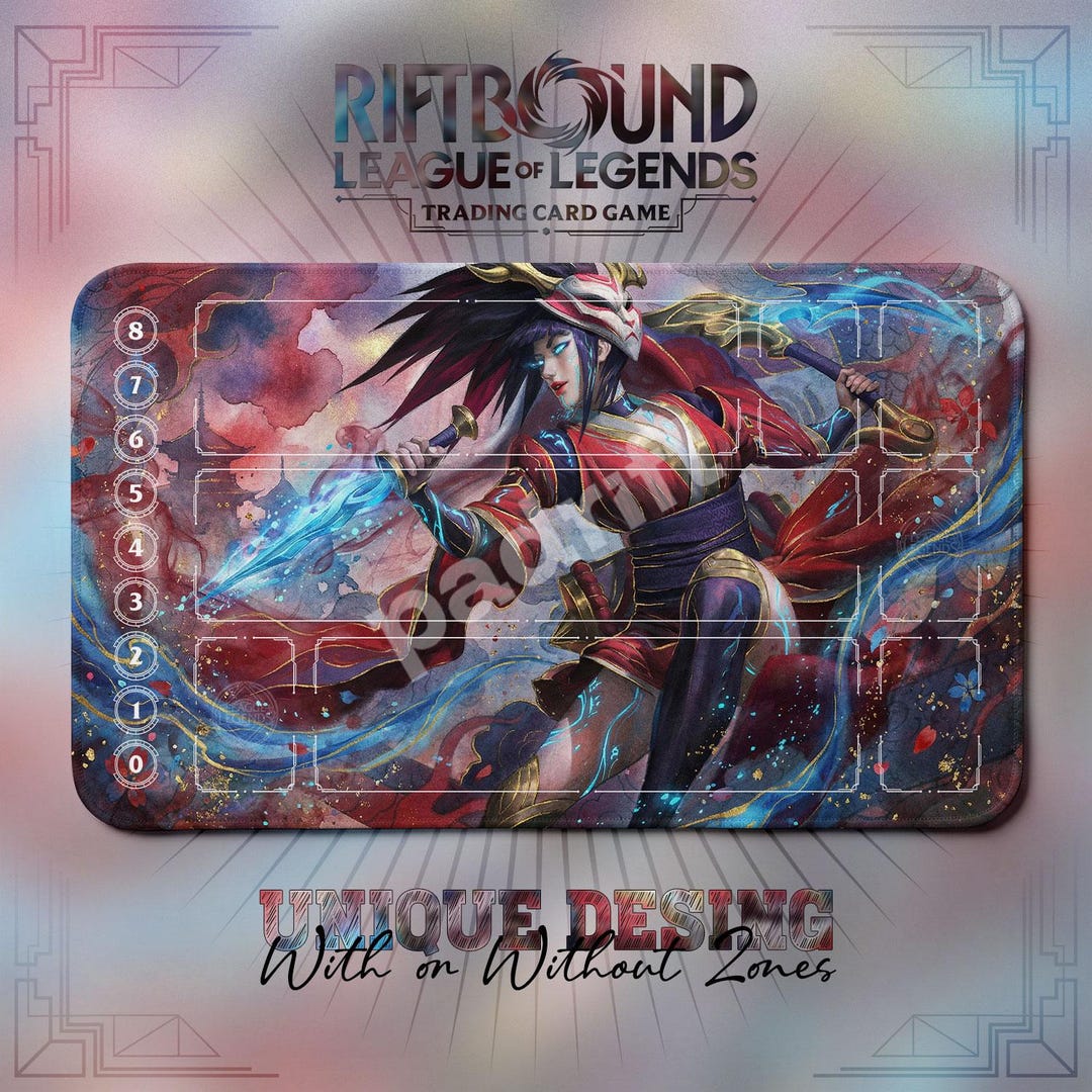 Akali Dragon Shrine TCG Playmat — Riftbound Lol Card Mat 24x14 With ...