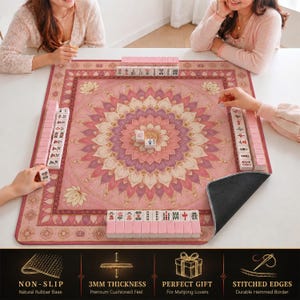 Lotus Mandala Mahjong Mat — Yoga Boho Mah Jongg Mat 31.5" Gift