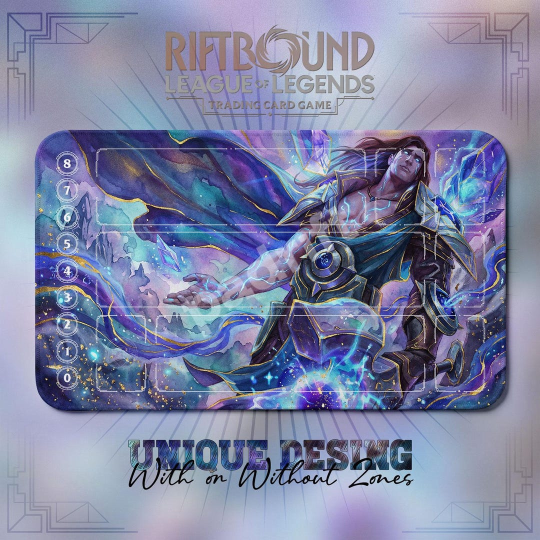 Taric Cosmic TCG Playmat — Riftbound Lol Card Mat 24x14 With Zones