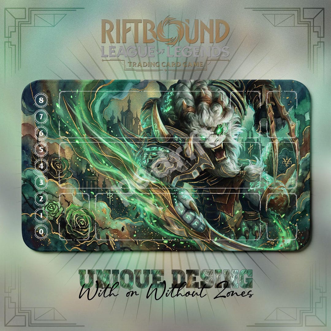 Rengar Sentinel TCG Playmat — Riftbound Lol Card Mat 24x14 With Zones ...