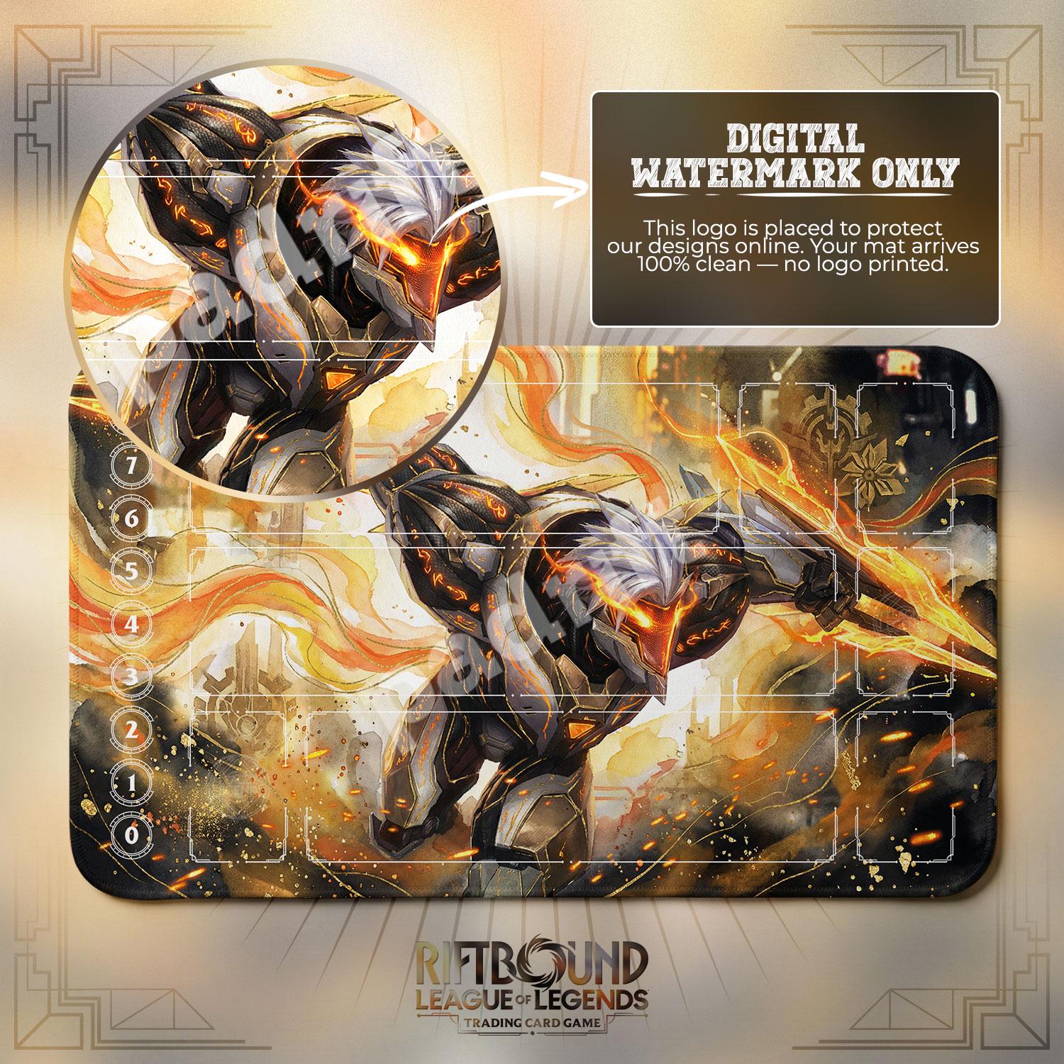 Zed Project Fury TCG Playmat — Riftbound Lol Card Mat 24x14 With