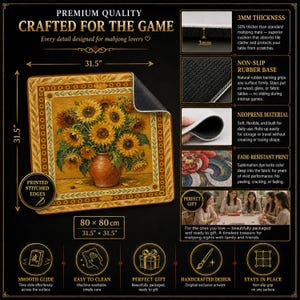 Sunflower Vase Mahjong Mat — Van Gogh Style Mah Jongg Mat 31.5" Art Gift