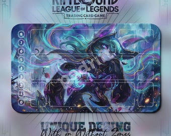 Tapete de juego Vex Gloom Shadow TCG — Tapete para cartas Riftbound LoL 24x14 Zonas