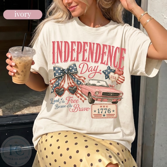 Independence Day Shirt | Coquette Americana Tee | Vintage Patriotic Graphic Tee | Comfort Colors® 4th of July Shirt