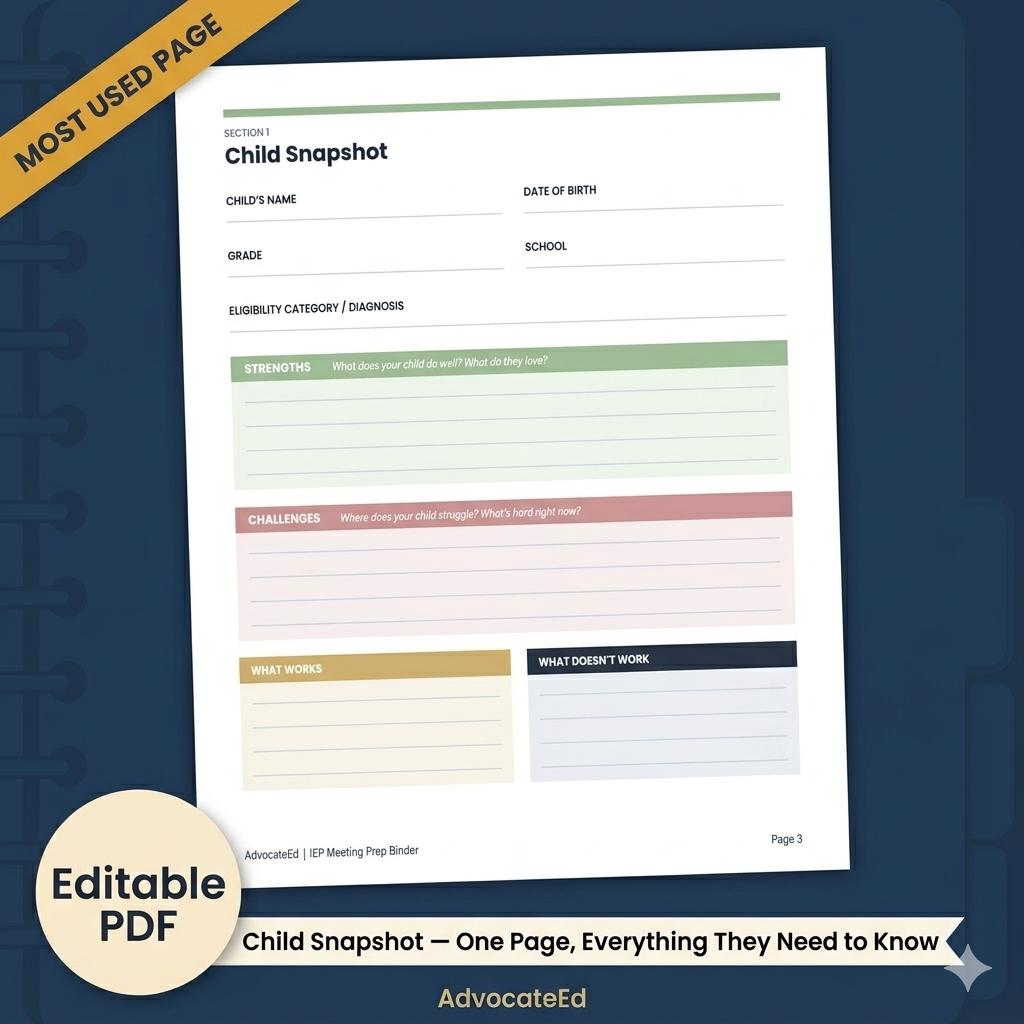 IEP Meeting Prep Binder | Special Needs Parent Planner, Goal Tracker ...