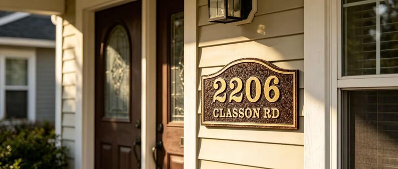 Custom Engraved Aluminum Address Plaque - Personalized House Number ...