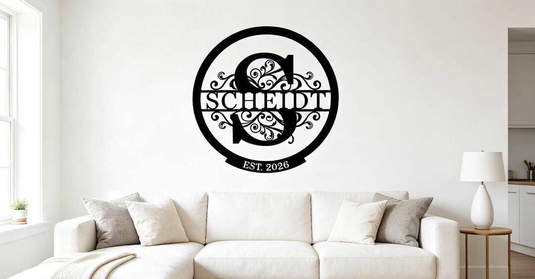 Personalized Family Name Metal Sign, Custom Monogram Wall Decor - Etsy