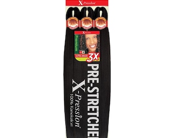 X-Pression Pre-Stretched 3X 52” | Multi-Colored Pre-Stretched Kanekalon Hair Extensions | Box Braids, Knotless Braids, Cornrows & African Braids