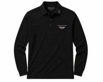 MONTCLARR Polo Club Edition Long Sleeve Polo | Embroidered Cotton Blend Shirt