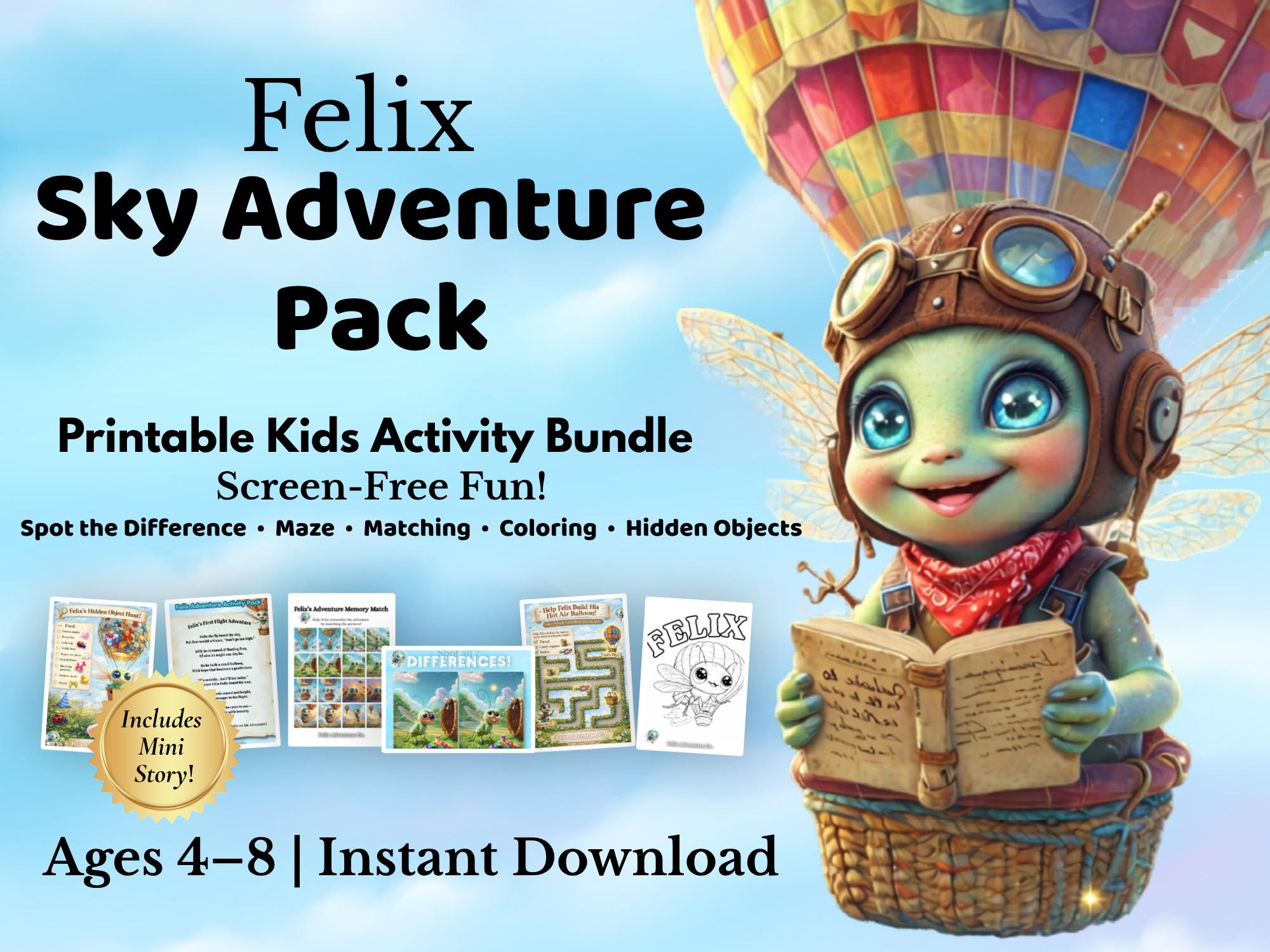 Felix Adventure Activity Pack – Printable Kids Games Ages 4-8 (instant