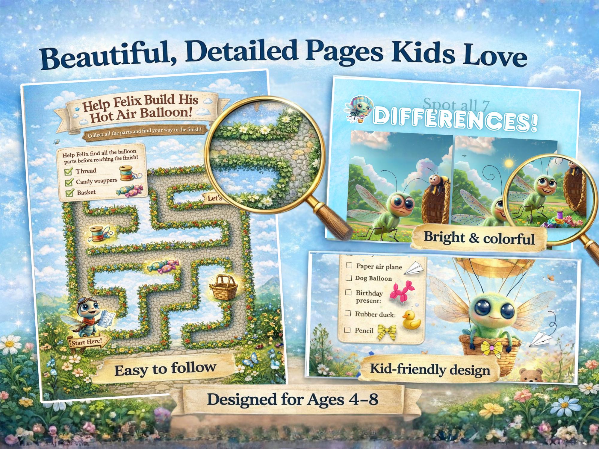 Felix Adventure Activity Pack – Printable Kids Games Ages 4-8 (instant