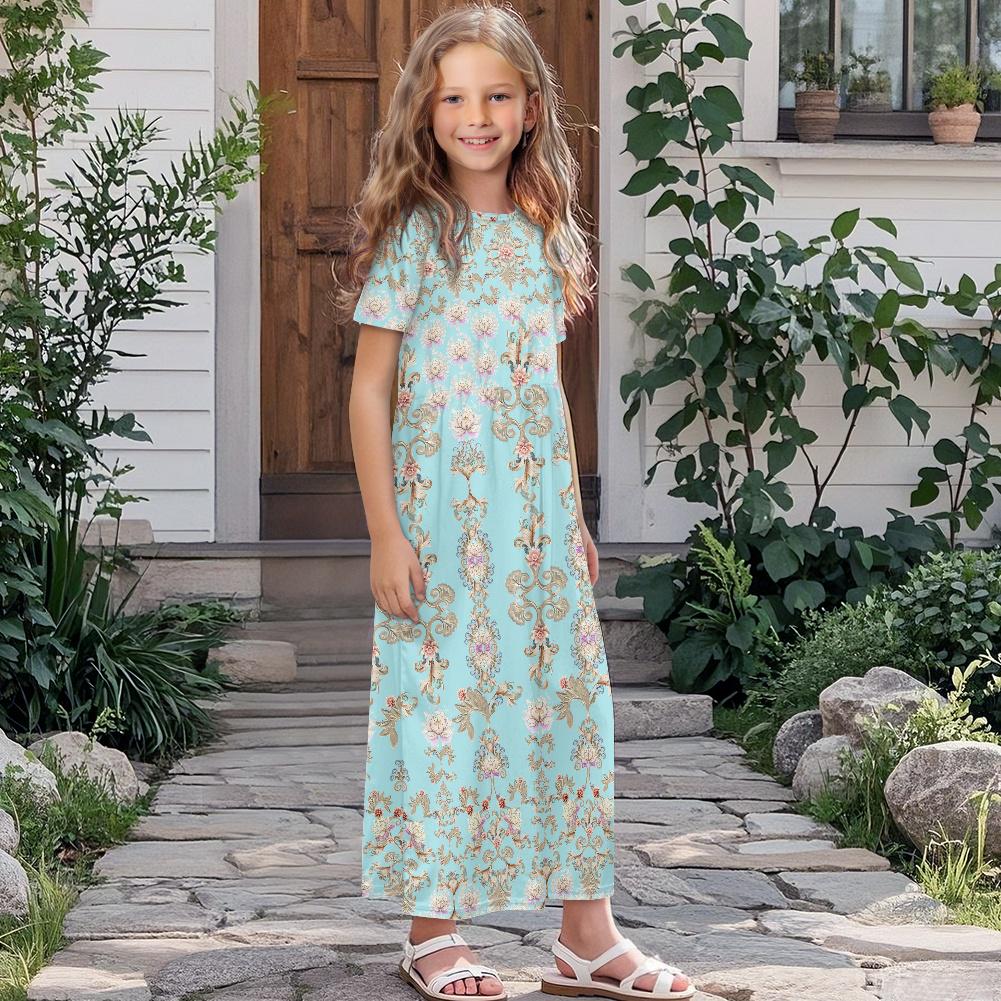 girl long dress Satin Long Flower Girl Dress