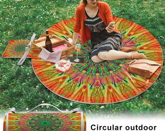 Mandala Picnic Mat- round or square shape-outdoor indoor-Boho Picnic Essential-custom